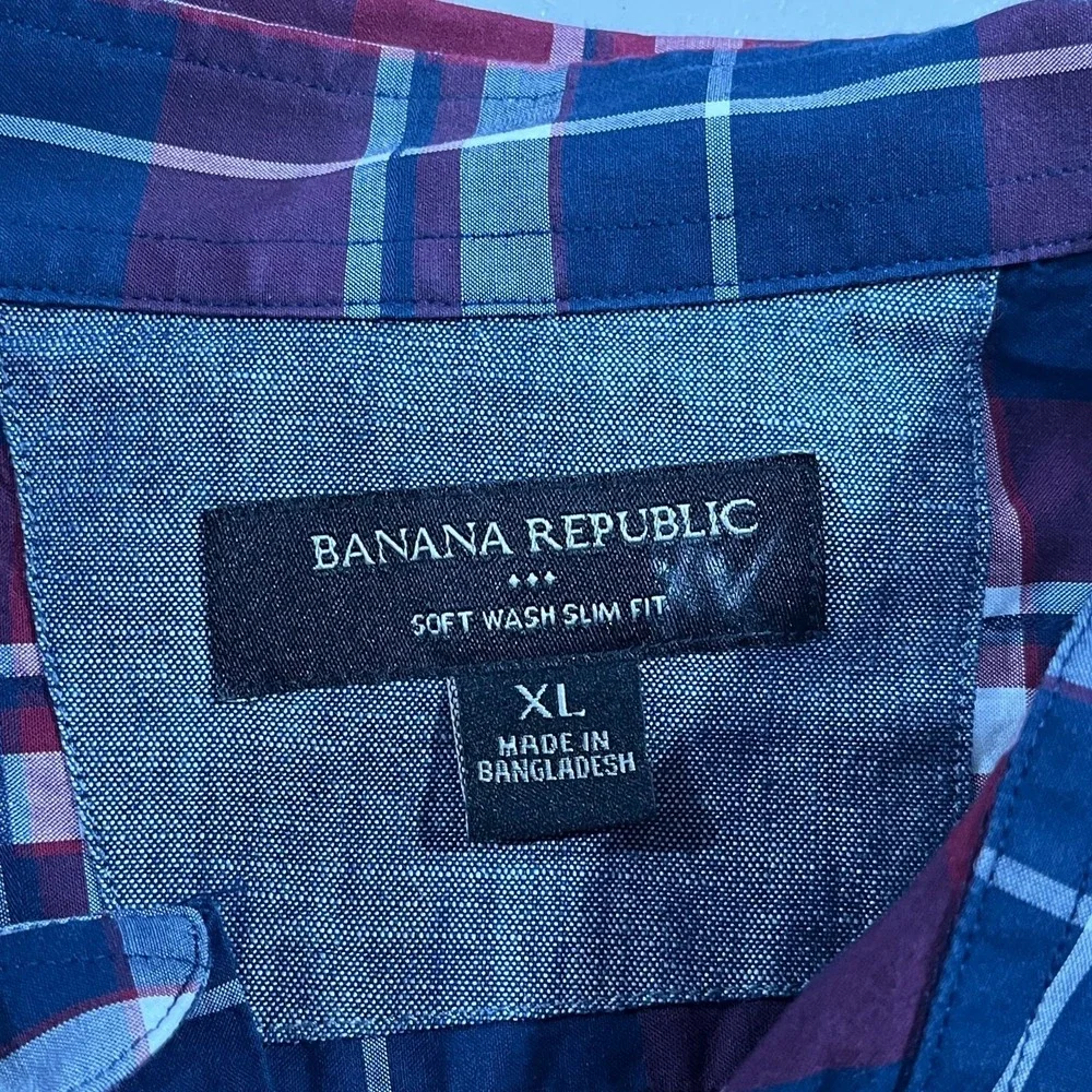Banana Republic Shirt Men XL Button Up Soft Wash Slim Fit Academia School Preppy